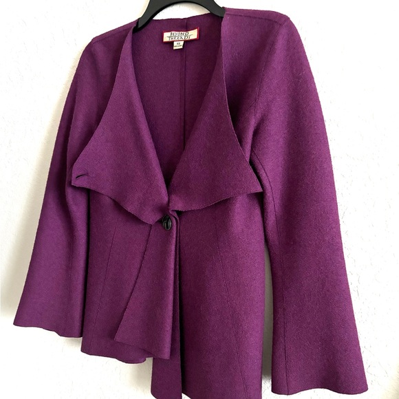 Beyond Threads Purple Bell Sleeve Alpaca Wool One Button Jacket Size XS - Picture 4 of 8
